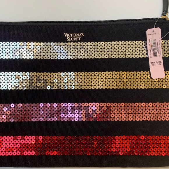 NWT Victoria Secret Sequin Travel Pouches with Wristlet - Picture 3 of 7